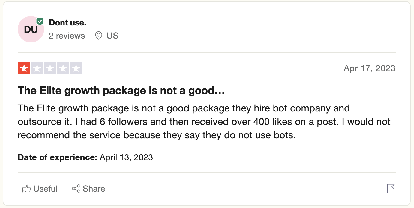 Trusy review - elite growth package screenshot