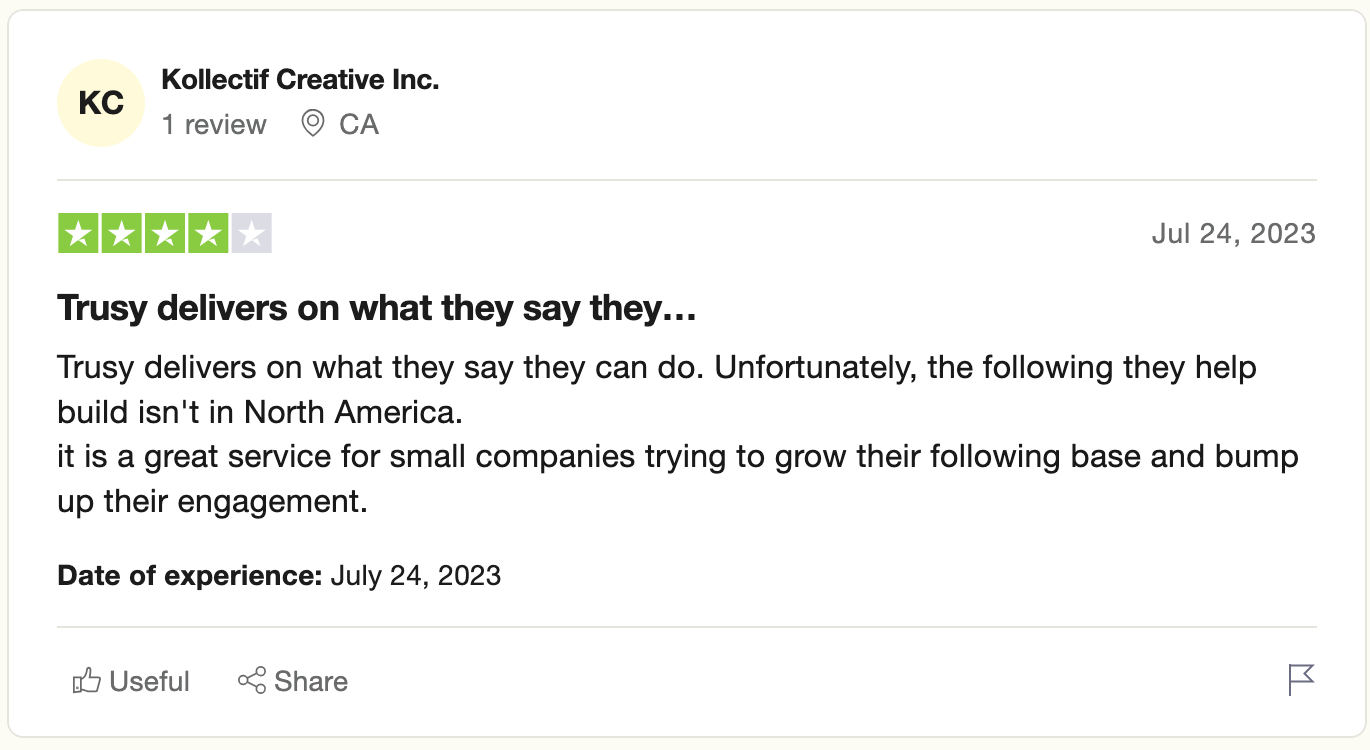 Trusy review from Kollectif Creative Inc. 