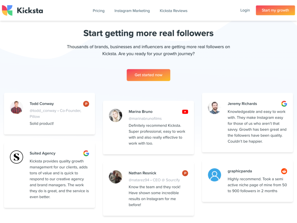 kicksta how it works FAQ page