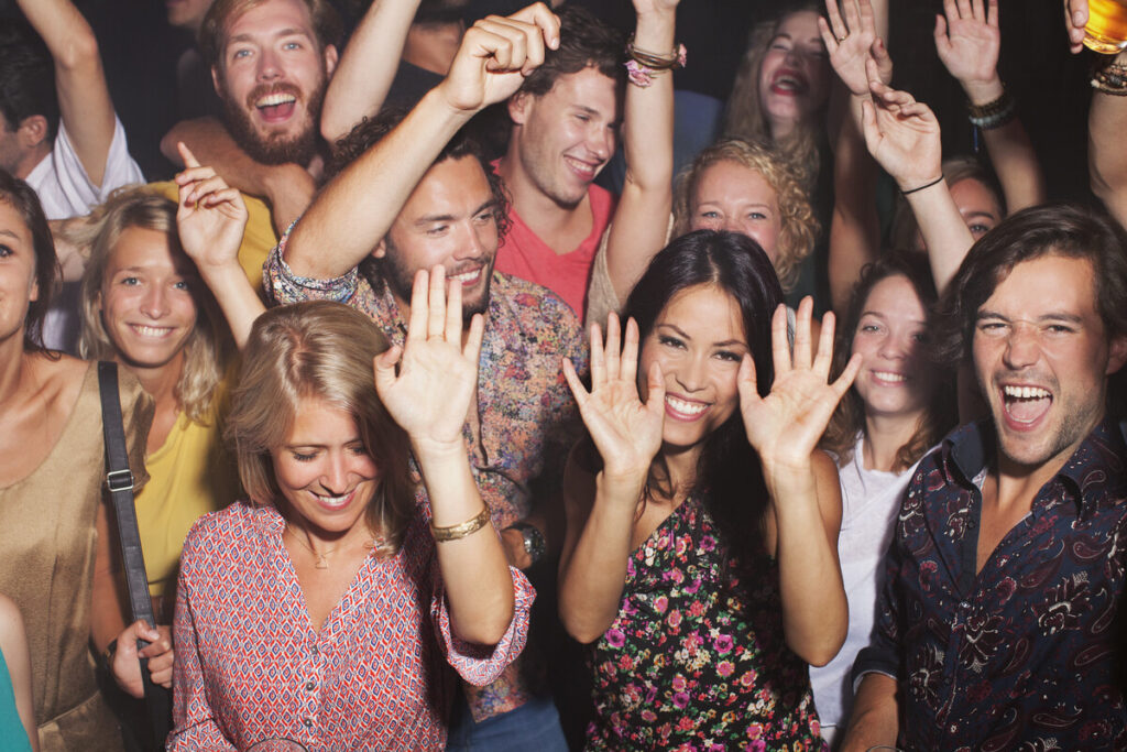crowd dancing at a party