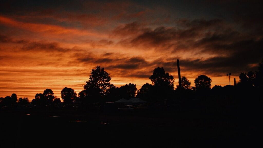 sunset seen from traveling point of view