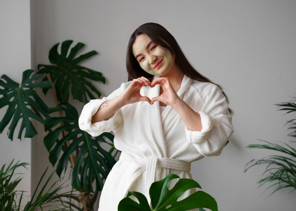 Evening self-care moment with a facemask