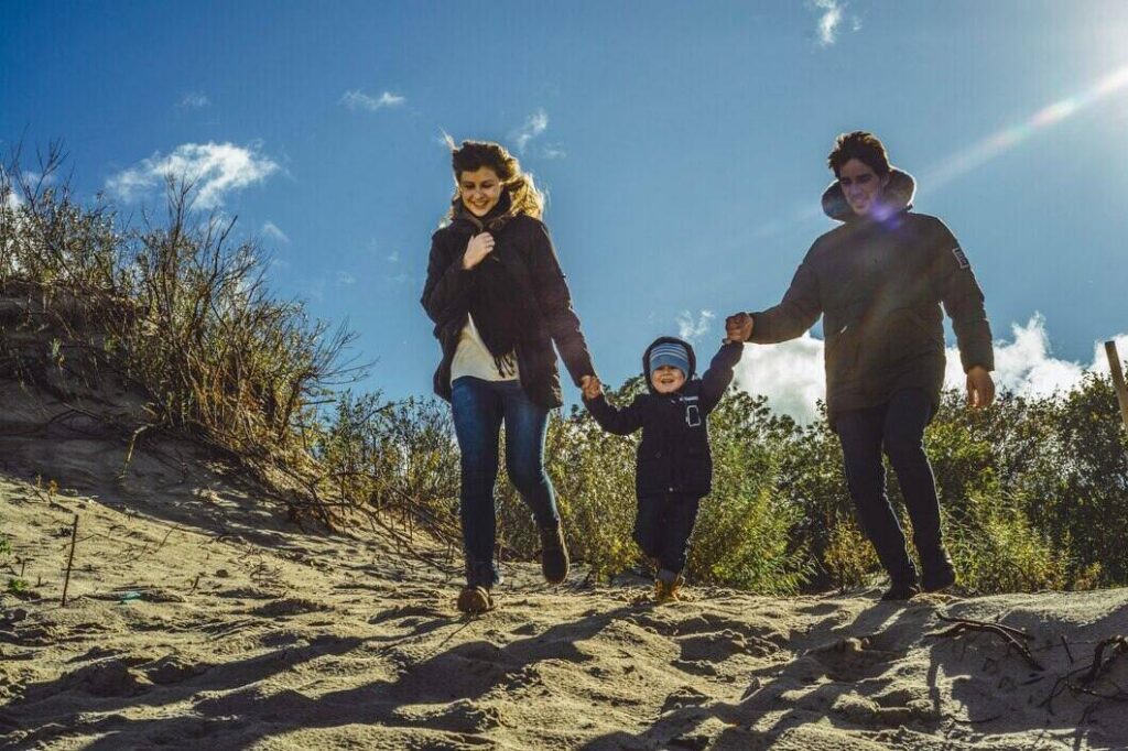 Family enjoying hiking together
