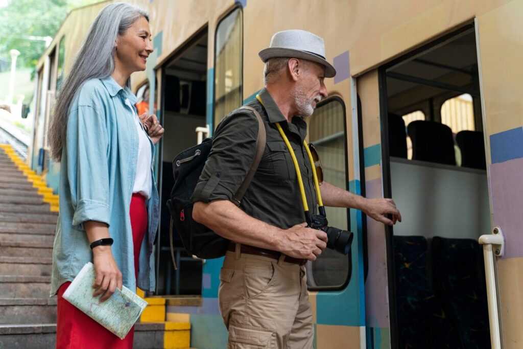 older couple enjoying an adventure