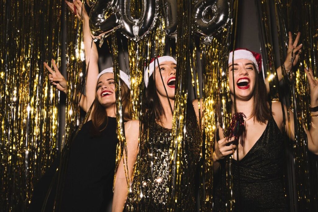Group of girls happy celeberating with cheers