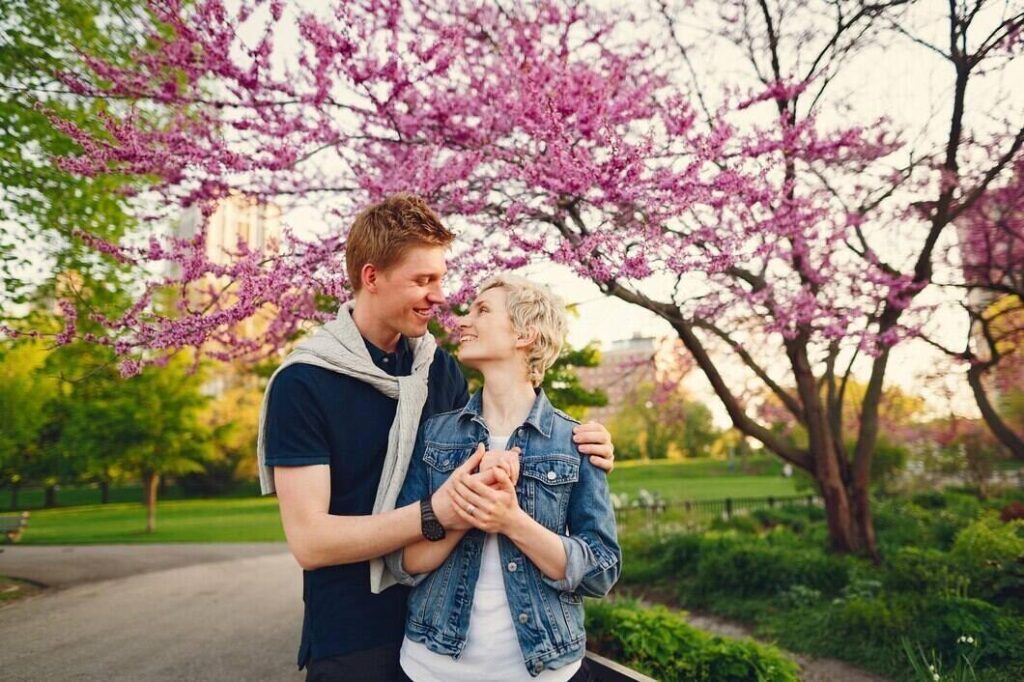 blooming romance in warm time of year