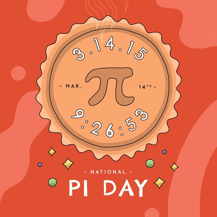 Pi day illiustration with orange hue