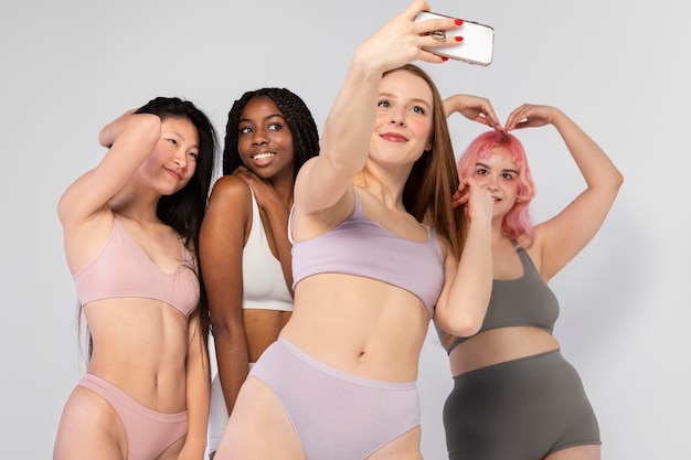 Diffrence ethnicity women spreading body positivity and self-love