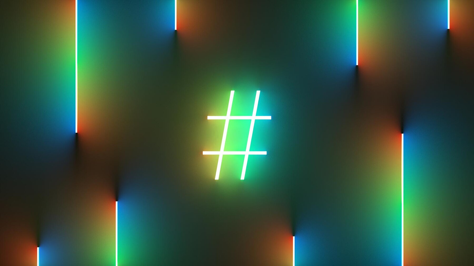 hashtag icon with neons