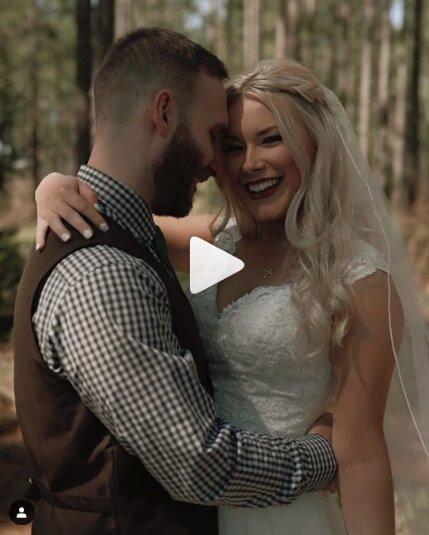 wedding caption example with smilling couple