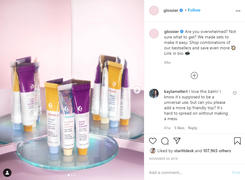 instagram captions post by glossier