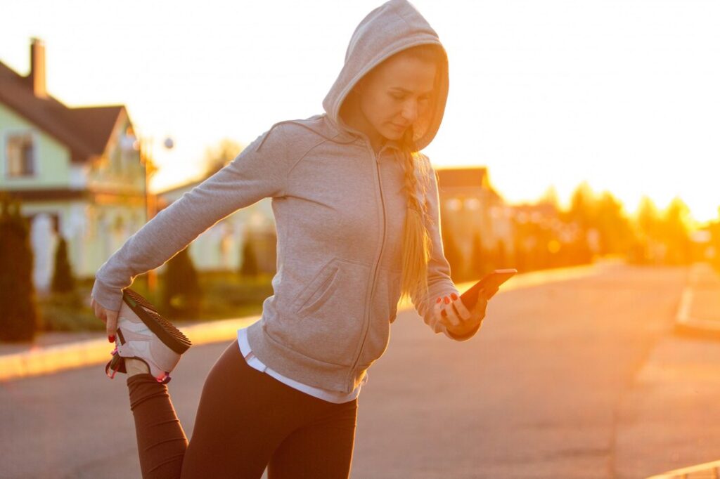 A woman working out in the early morning
