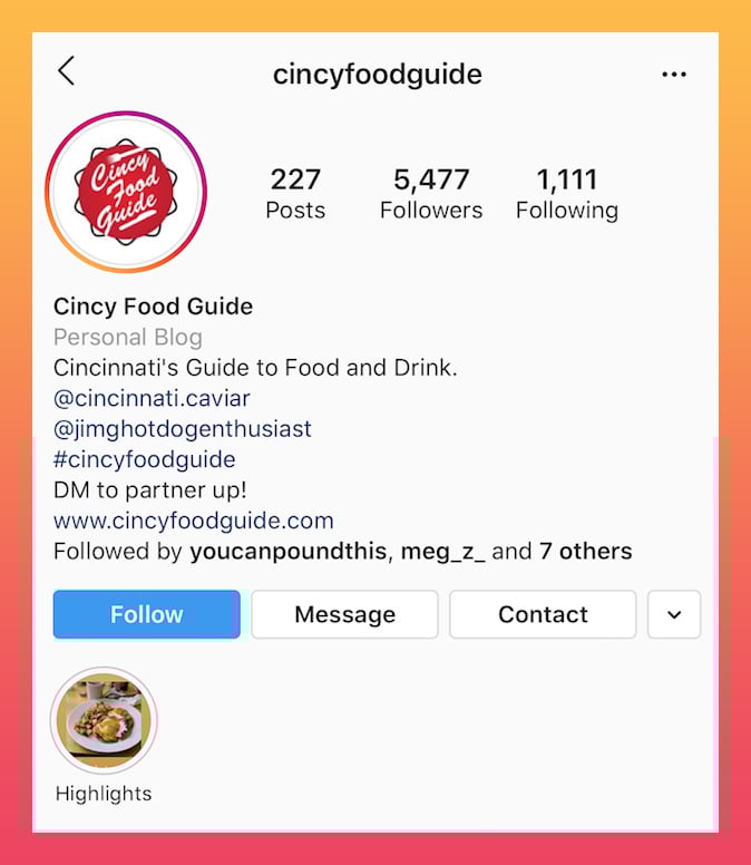food related Instagram bio