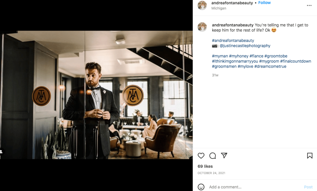 instagram photo of him with witty caption