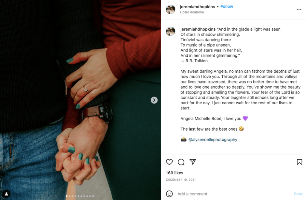 JRR Tolkien engagement caption idea for instagram