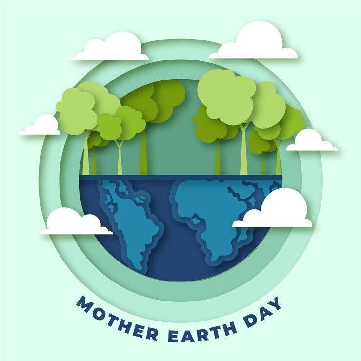 Mother earth day illustration in paper style