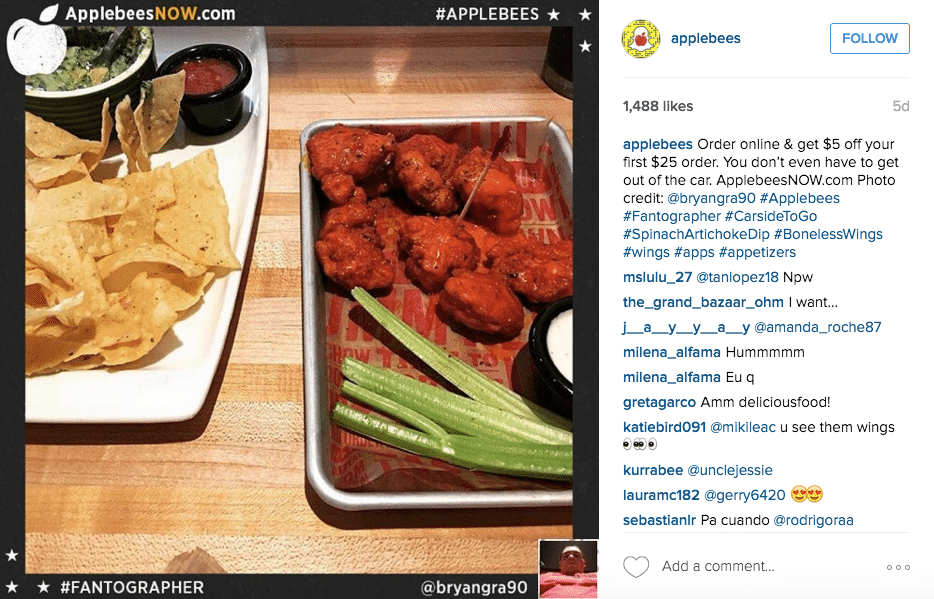 applebees post with hashtags promotions