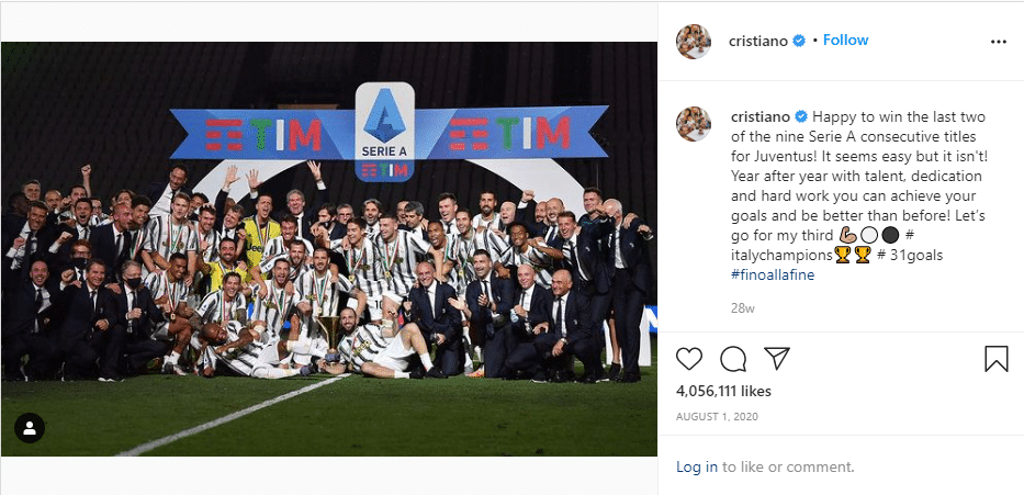 popular cristiano ronaldo instagram post