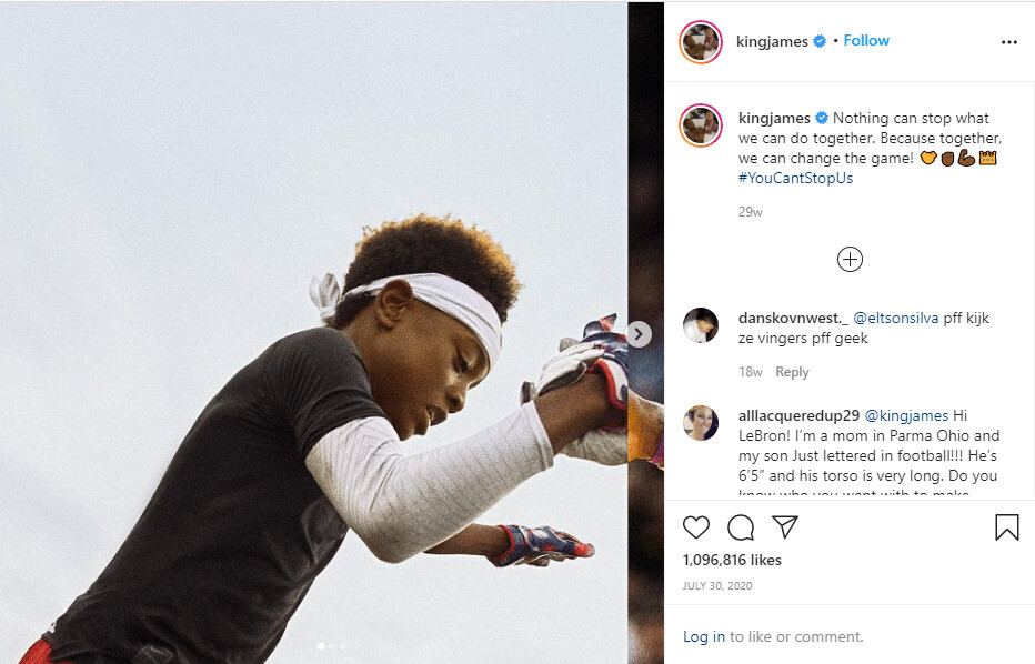 LeBron James instagram post