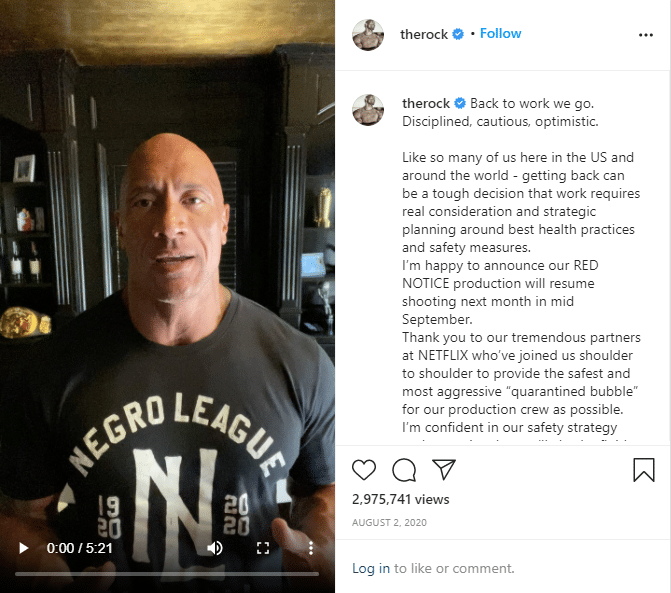 The Rock's popular Instagram post