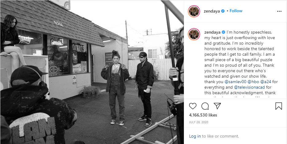 American actress zendaya instagram post