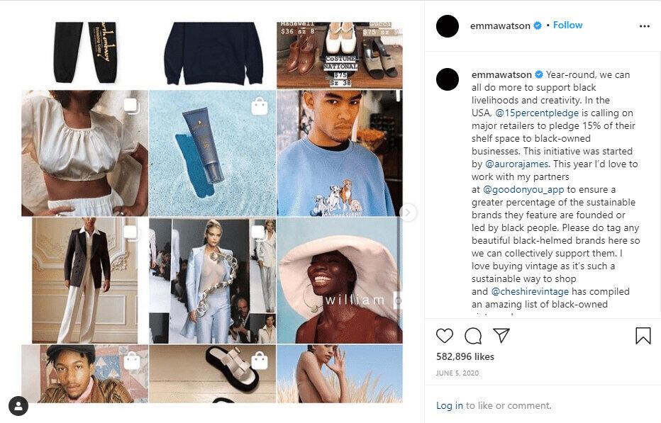 emma watson instagram post collage