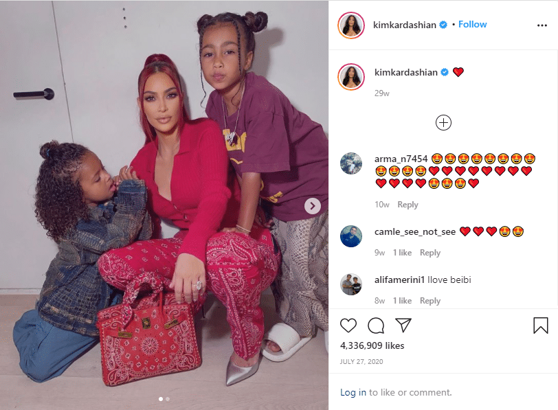 Kim k with her children on instagram