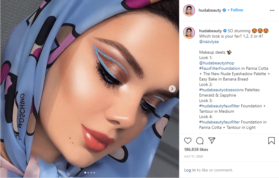 Instagram post from huda beauty