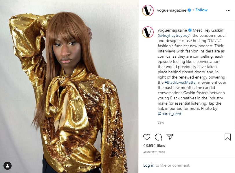 Instagram post from vogue 