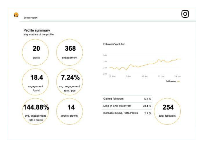 profile summary of all the key metrics.