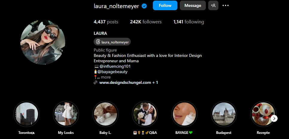 Laura Noltemeyer instagram highlight cover