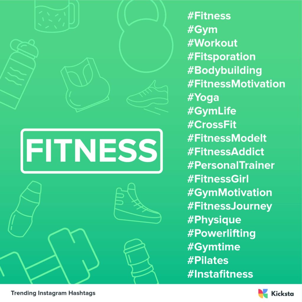 fitness hashtags chart 