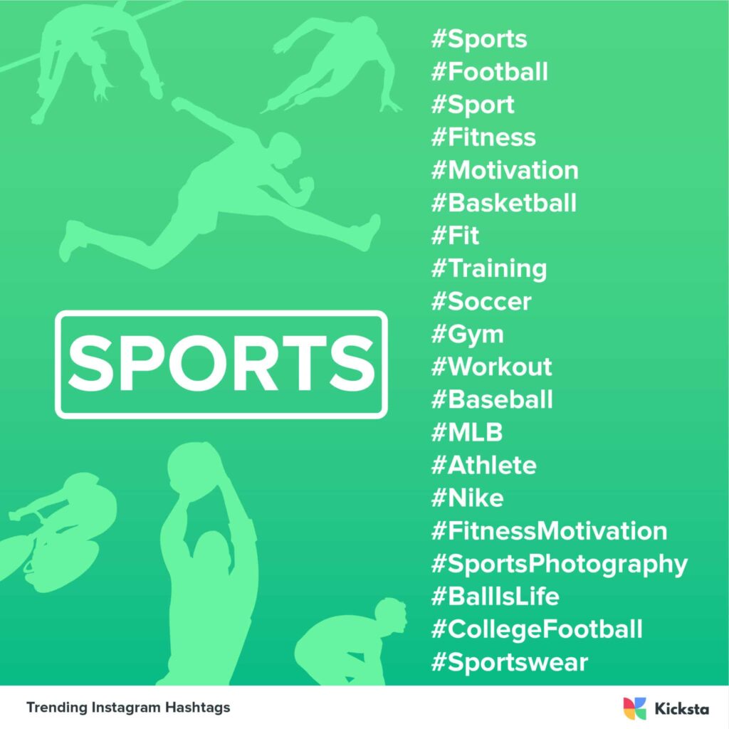 sports Instagram hashtags chart 