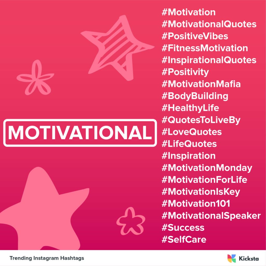 motivational hashtags chart 