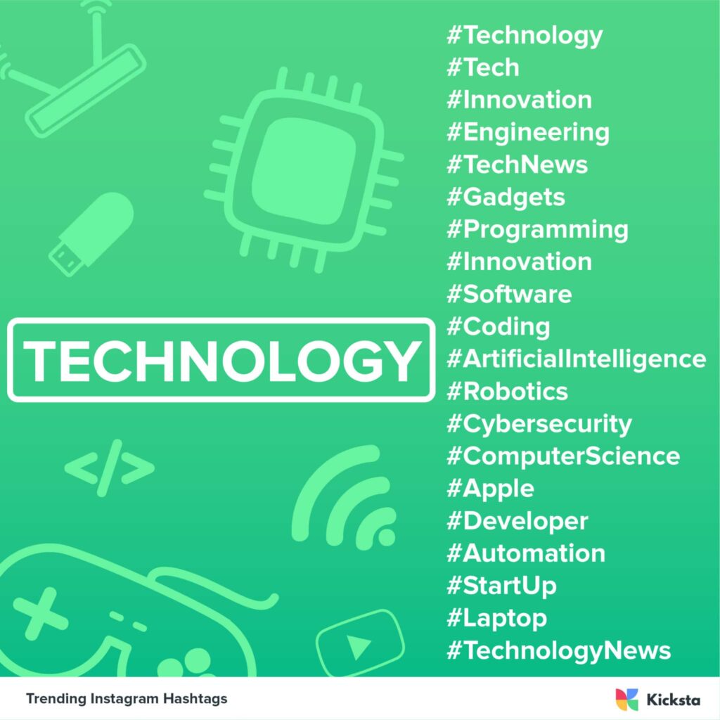 technology hashtags chart 