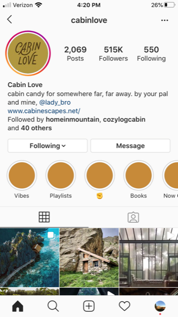 cabinlove instagram page