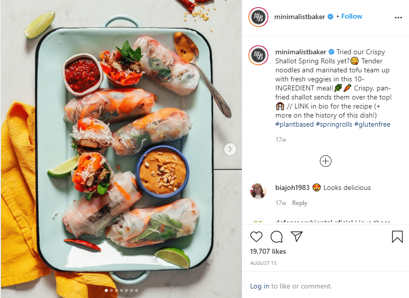 Dana Shultz instagram post about food