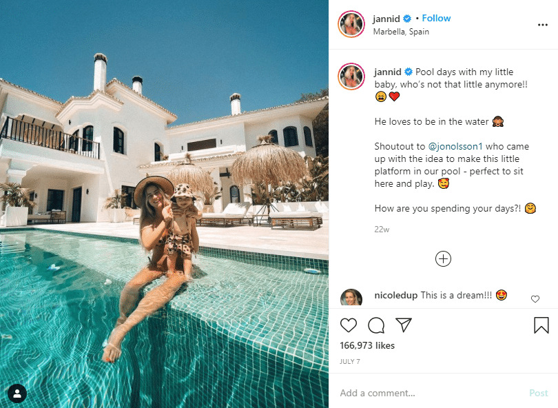Janni Olsson Delér influencer for instagram