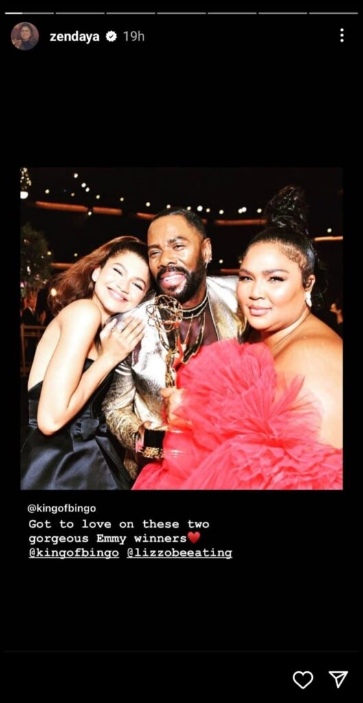 Zendaya's instagram stories post about emmy's awards