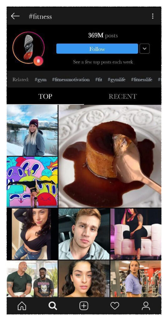hashtag fitness instagram page example