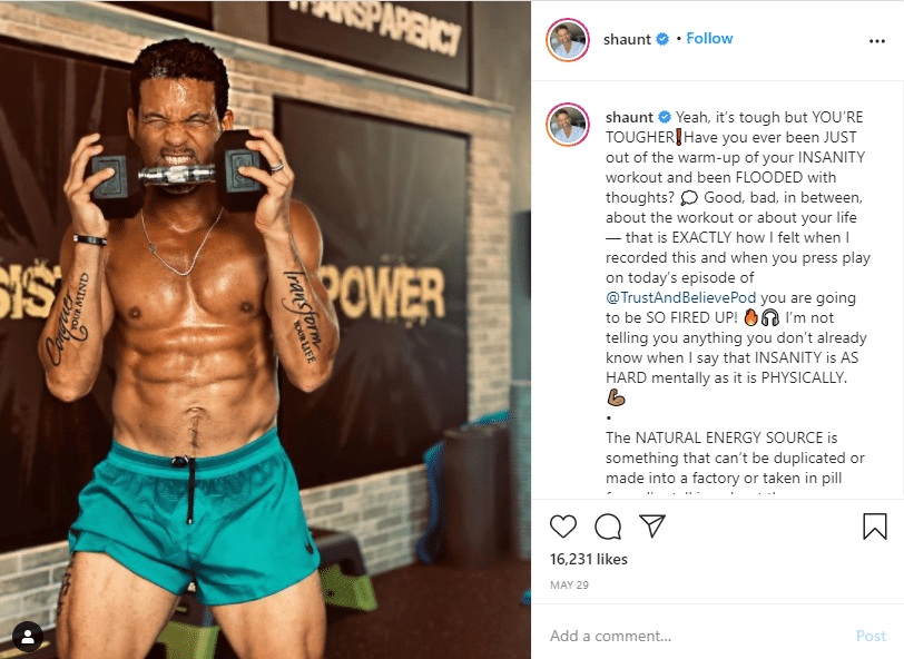 Shaun T is an American motivational speaker, fitness trainer, fitness motivator