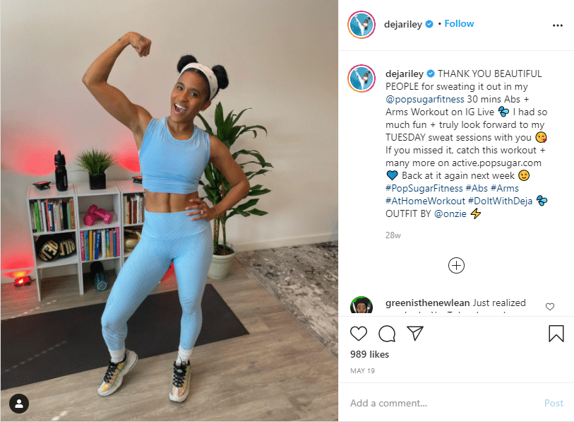instagram fitness dejariley