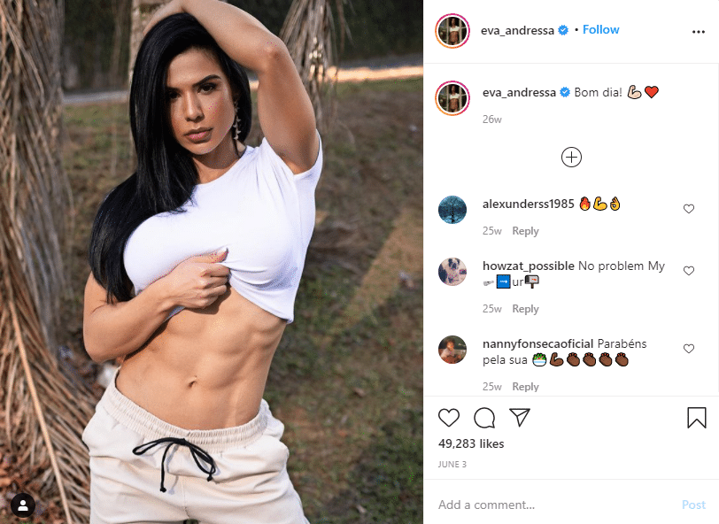 Eva Andressa is a Brazilian fitness model and influencer