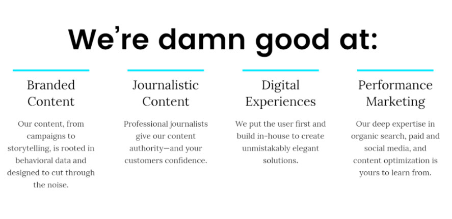 agency specializes in branded content, journalistic content