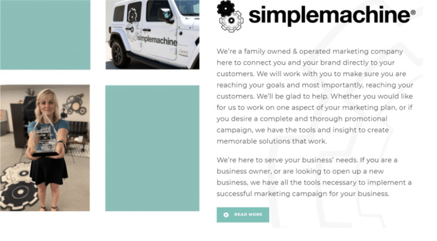 Simple Machine website dashboard