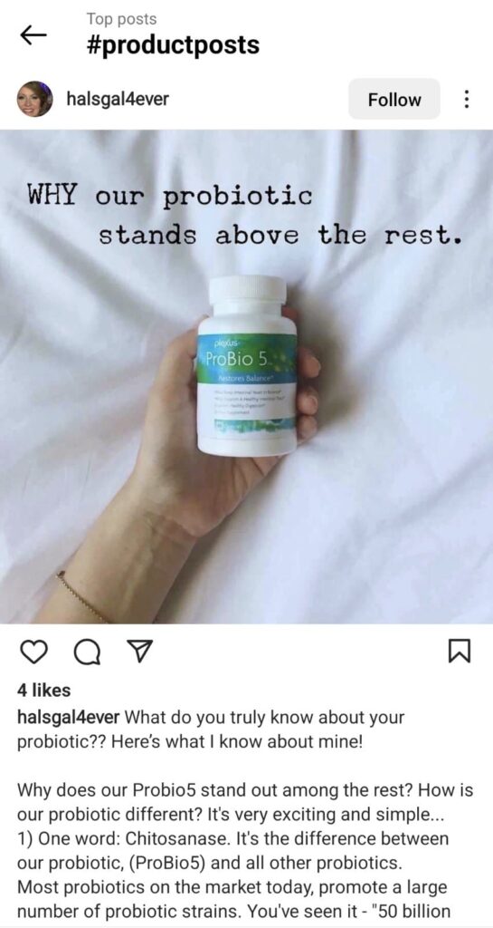 instagram post about a product