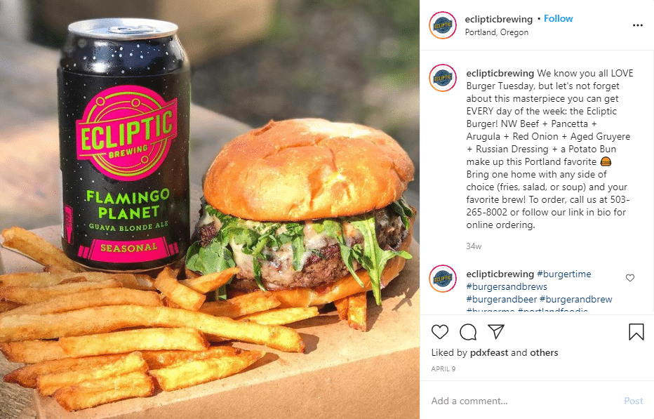 ecliptic brewing instagram post