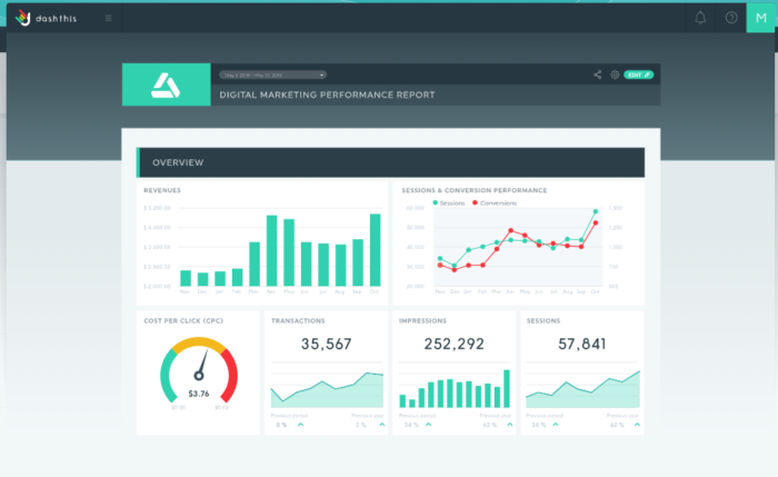 Instagram tool dashthis dashboard
