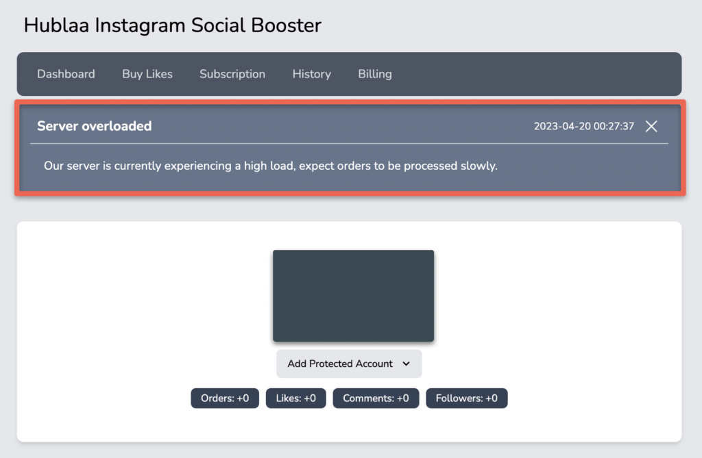 hublagraam dashboard search social booster
