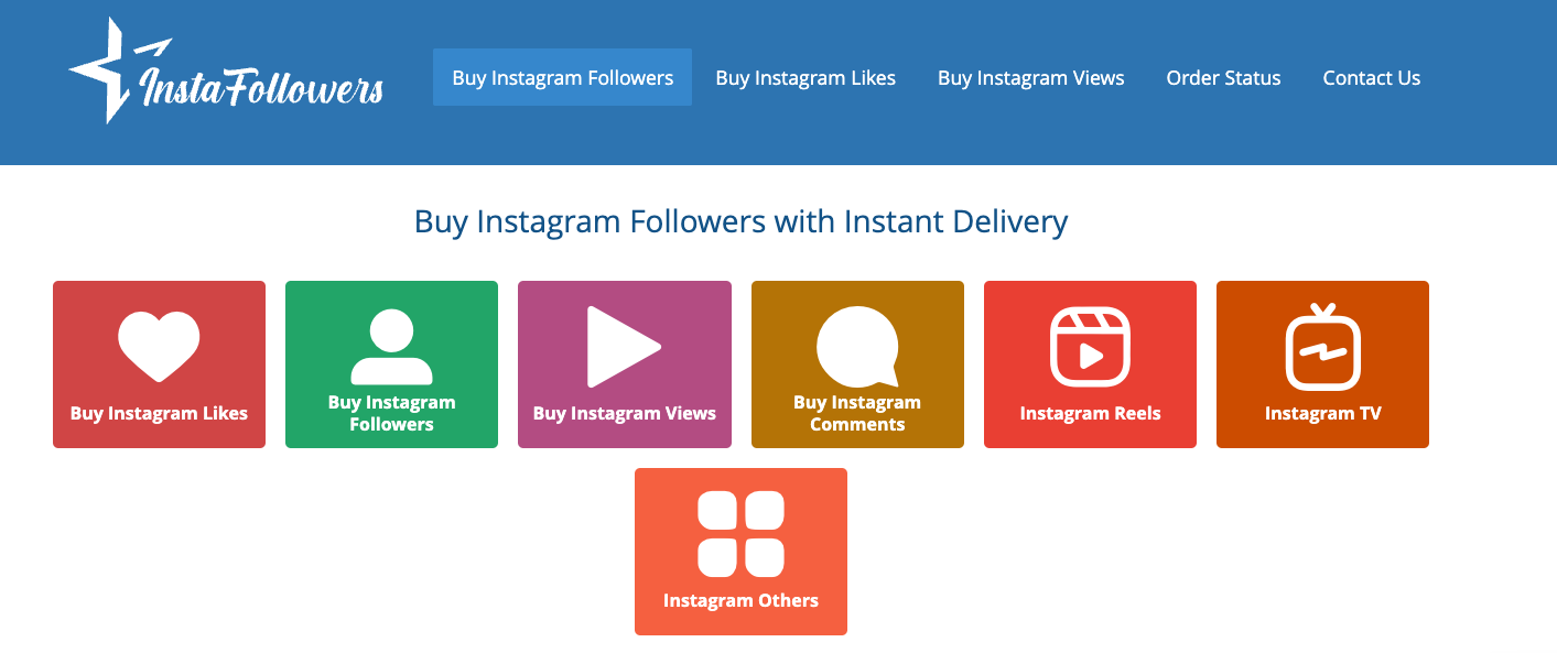 Instafollowers homepage